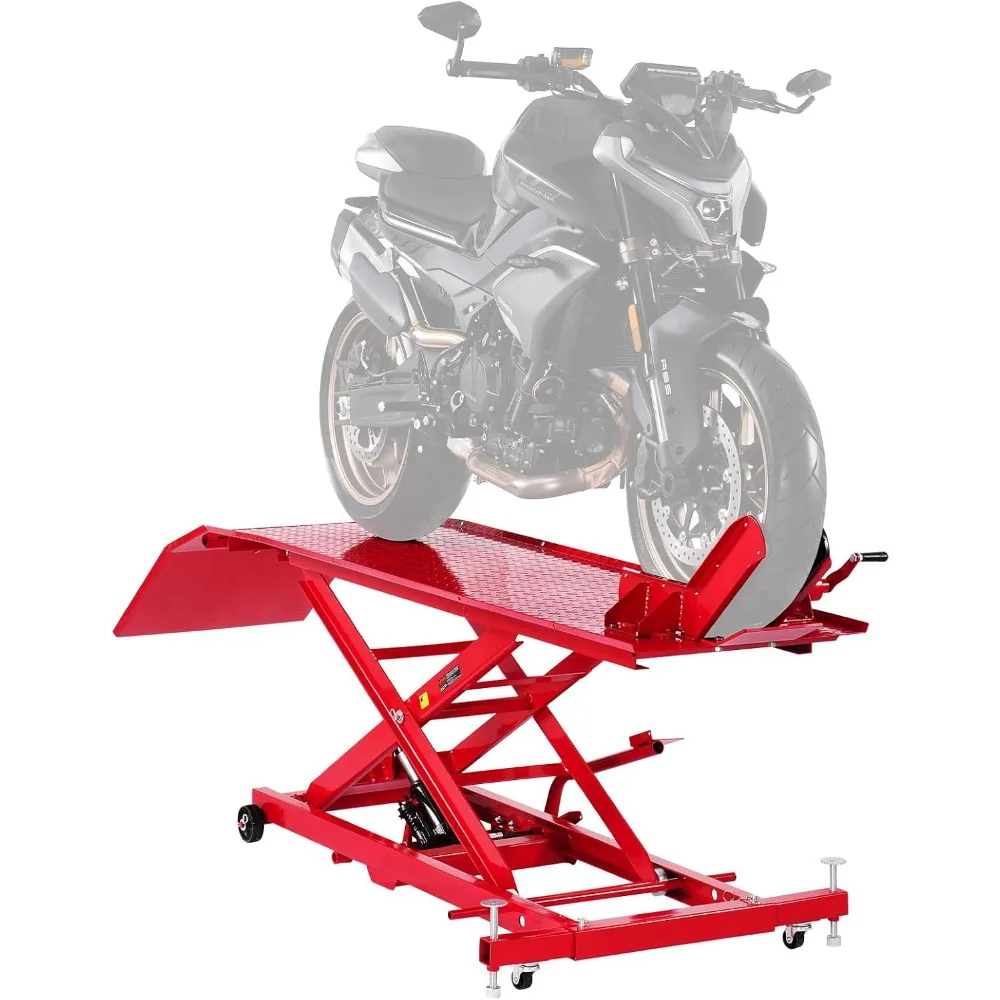 Motorcycle Lift Table, 1000lbs Weight Capacity, 360° Flexible Moving Motorcycle Jack Stand, 8.6-31 in Height Range, Heavy