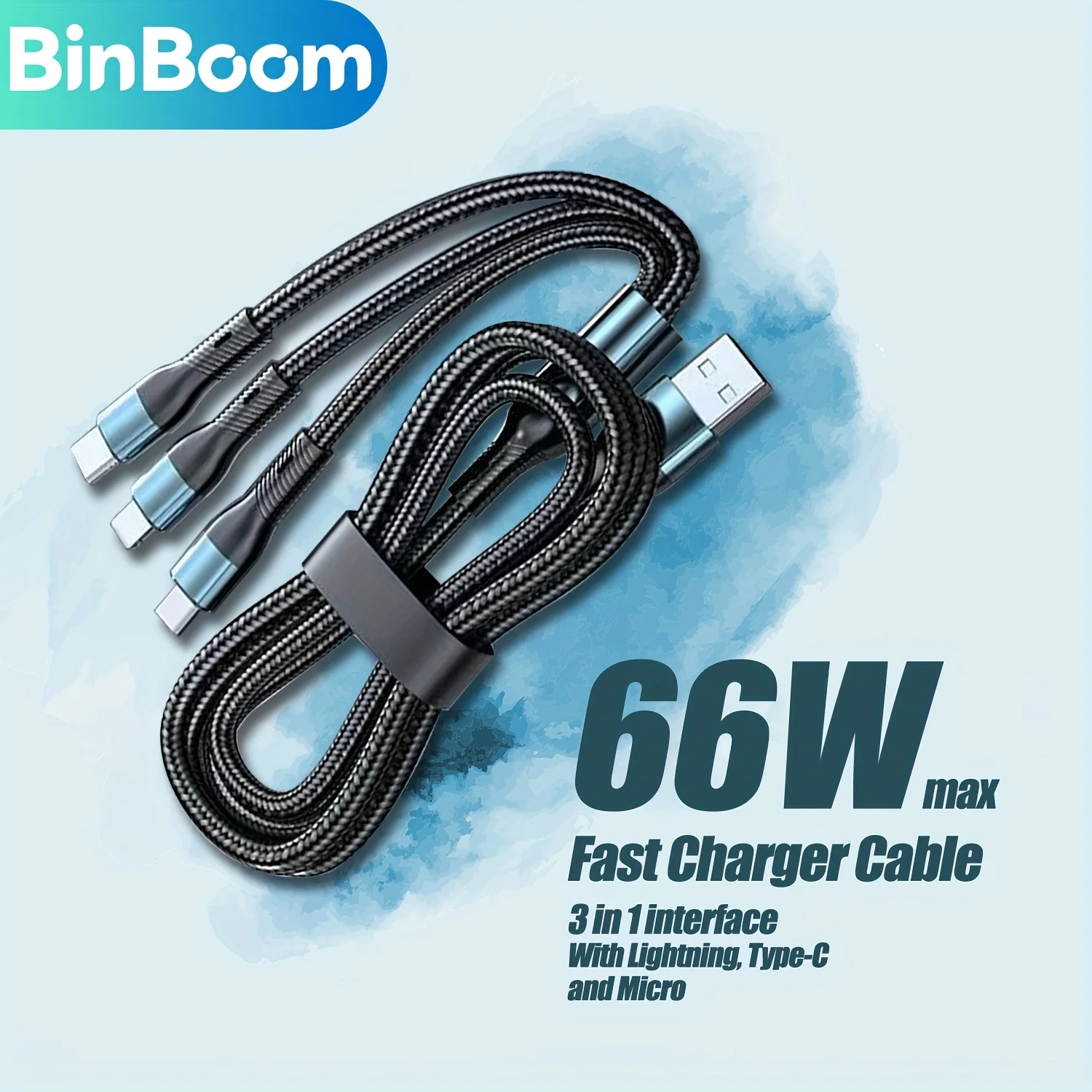 Cable cargador 3 en 1 de 120w Cable de carga rápida One Drag Three Apple Type-c USB A C Char