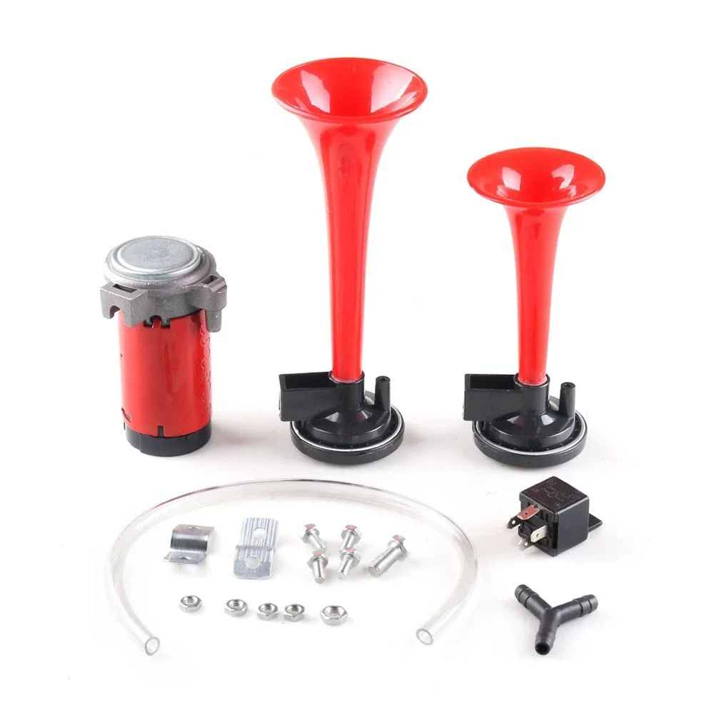 12V Car Motorcycle Modified Double Tube Electric Controlled Air Horn with Relay Whistle