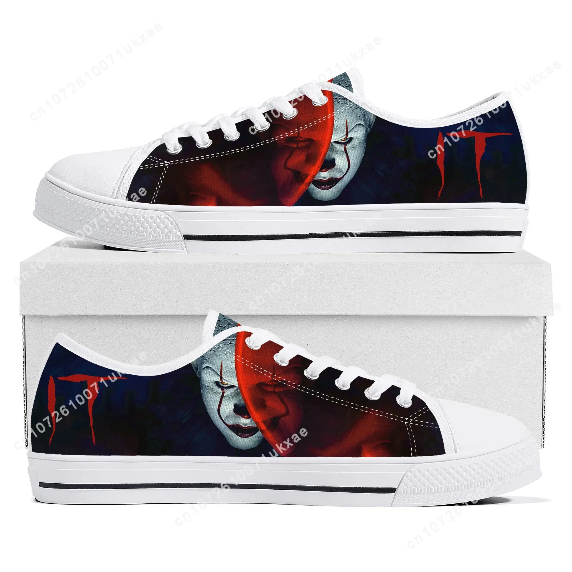 

It Movie Pennywise the dancing clown Low Top Sneakers Mens Womens Teenager Canvas Sneaker Casual Custom Made Shoes