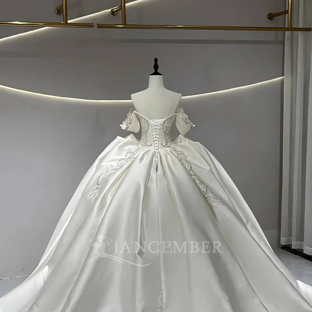 تخصيص رائع الكرة ثوب الساتان فستان الزفاف خمر مخصص المرأة زي العرائس Vestido de novia الدانتيل حتى الظهر #6