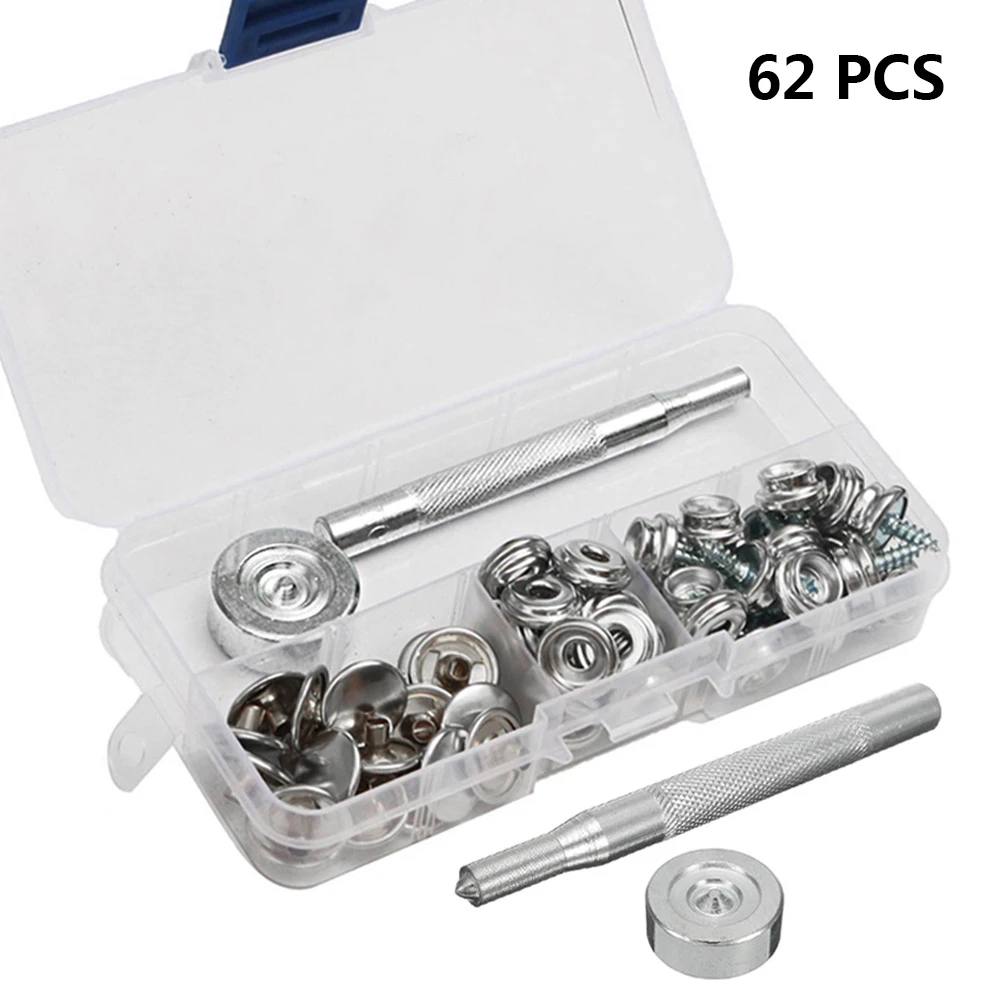 

62Pcs Snap Button Kit Metal Press Studs Kit Mini Multifunctional Snap Fastener Kit Sewing Accessories for DIY