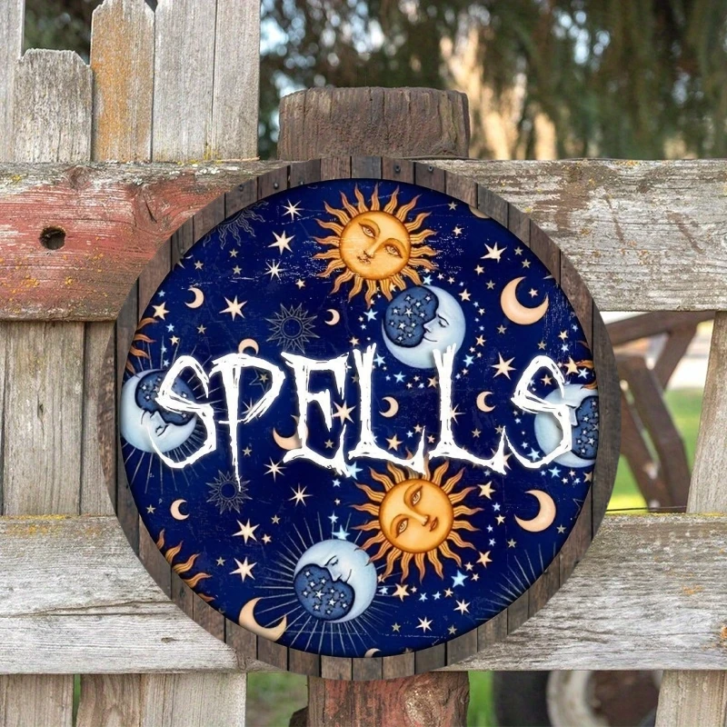 Round Metal Aluminum Sign Art Painting Wreath Decorative Plates Entrance Decor Gift Mask Theme For Bar Club Home Room Wall Decor