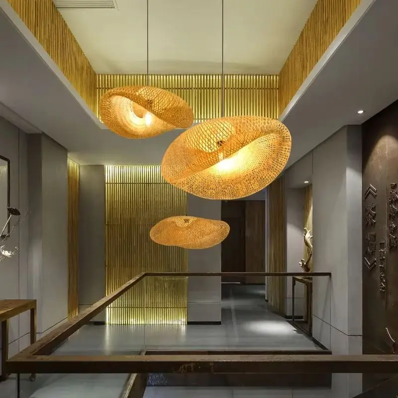 

Handmade Rattan Woven Pendant Light 40 60 80cm Bamboo Weaving LED Chandelier for Living Room Dining Room Home Decor
