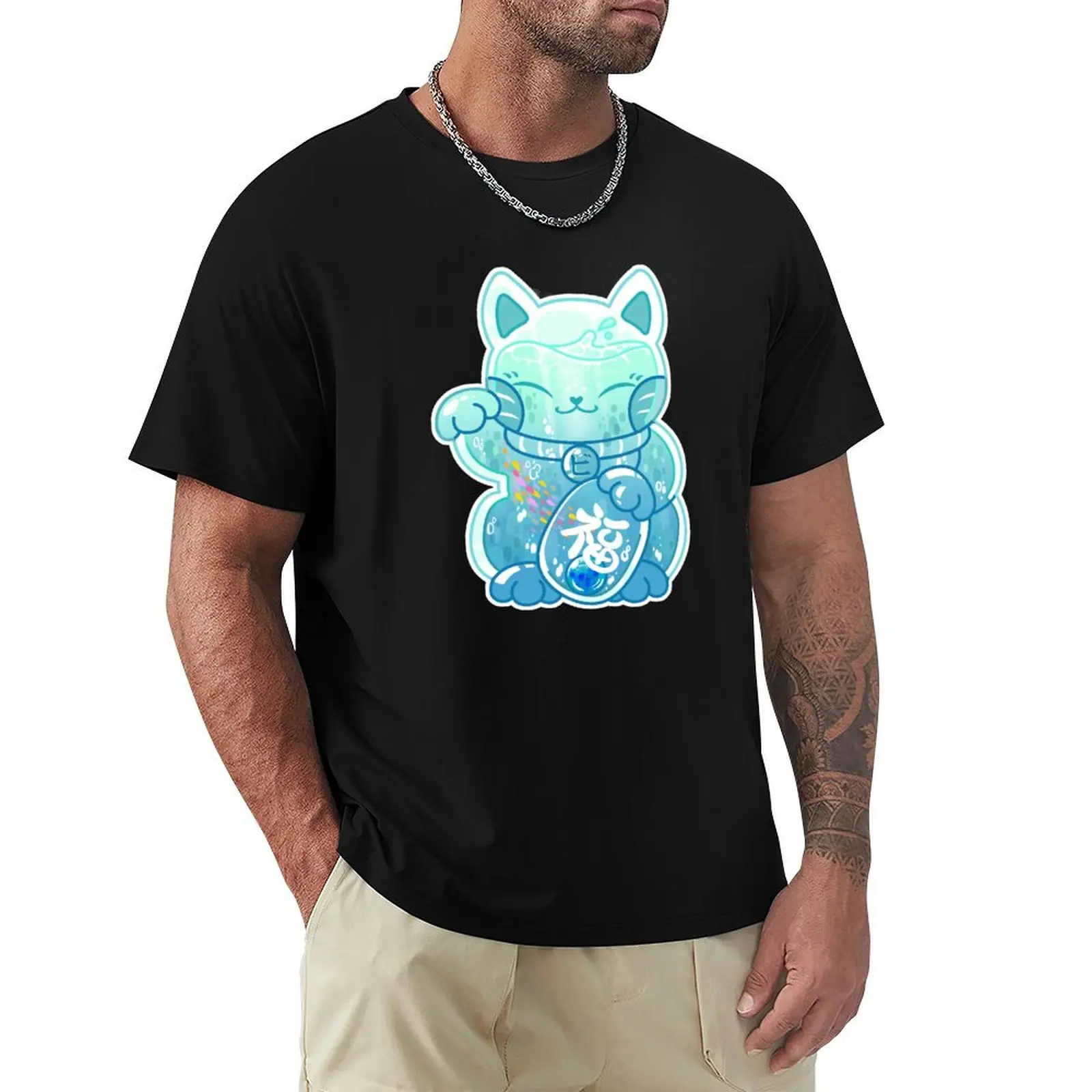 Sea Manekineko T-Shirt Trendy Pattern T-Shirt for Men