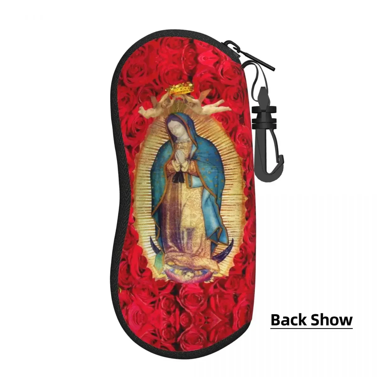 Custom Guadalupe Virgin Mary With Flowers Sunglasses Case Neoprene Zipper Catholic  Eyeglass Case  Protective Box For Glasses