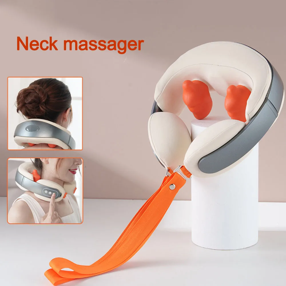Rechargeable Neck Massager U shaped Pillow Electric Neck Massager Heat Vibrator Kneading shiatsu Massager Cervical ReliefFatigue