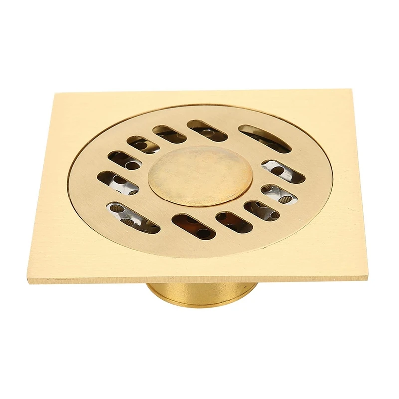 HOT SALE Brass Square Floor Drain Shower Bathroom Sink Drain 4X4 Inch Anti-Odor Copper Floor Drain For Kitchen Toilet Household