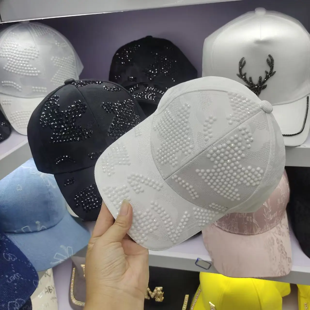 Neue Entenmütze für Herren und Damen, Frühling und Herbst, Outdoor-Freizeitmütze mit Diamanten, koreanische Version, Baseballkappe mit Schirm – Detail 3