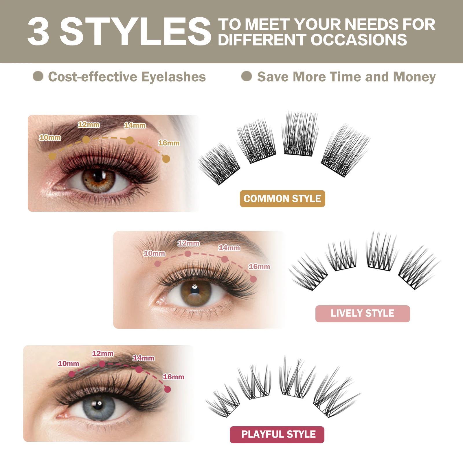 DIY Extensão de cílios individuais, cílios falsos segmentados naturais, cílios macios profissionais, cílios cluster volume, 80pcs