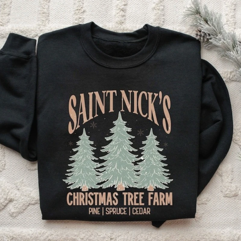 Farm Fresh Trees Christmas Sweatshirt Christmas Tree Hoodie Cut & Carry Pullover Pine Cedar Gift Autumn and Winter Thermal Hoody