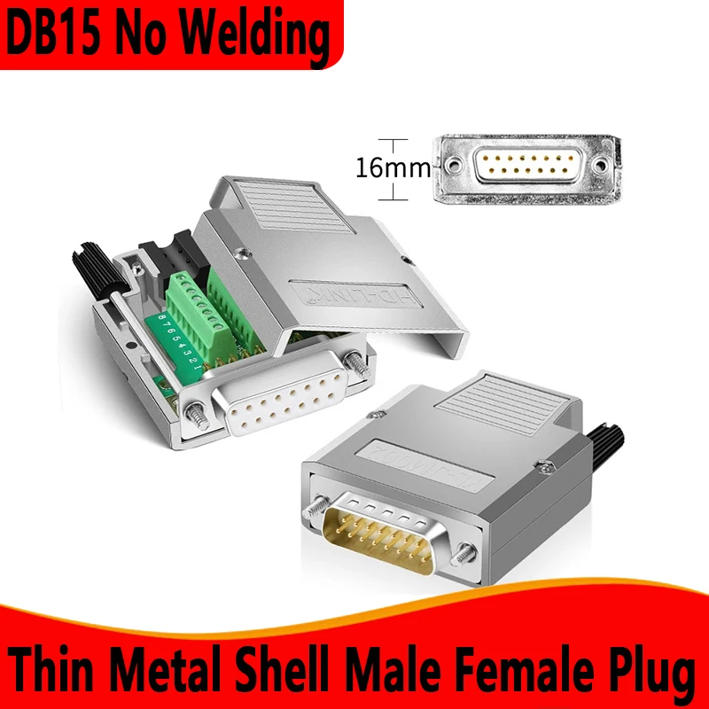 

DB15 pure copper core gold-plated 15PIN solderless joint male and female plug serial port parallel port 2 rows of 15 pin holes