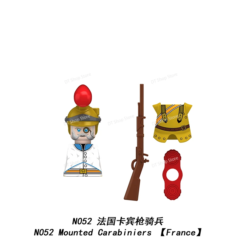 N049-052 MOC guerres napoléoniques figurines armes pistolet casque armure assembler des blocs de construction armes accessoires Puzzle jouets