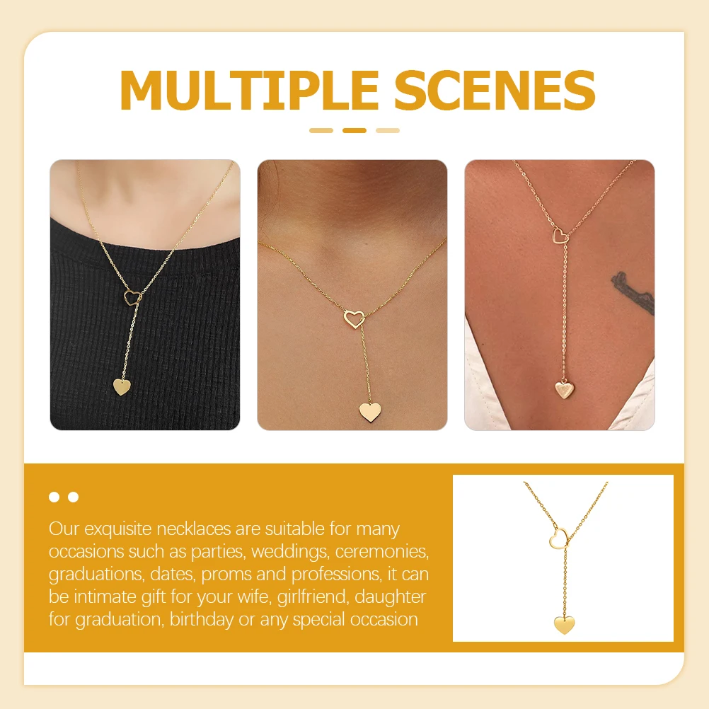 

Heart Necklace for Women Girls Small Rhinestones Choker Alloy Valentines Jewelry Chain Shining Golden Daily