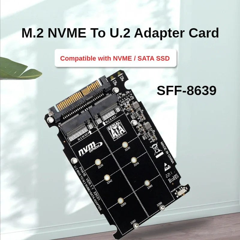M.2 ssd para u.2 adaptador 2in1 m.2 nvme sata-bus ngff ssd para pci-e u.2 SFF-8639 placa de expansão pcie 3.0 x4 m2 sata 6gbps conversor