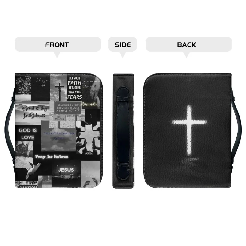 My Bible Affirmations Daily Print Women Zipper Handle Handbags Bible Hymns Custom Bible Cover Case Carrying Bible Storage Bags