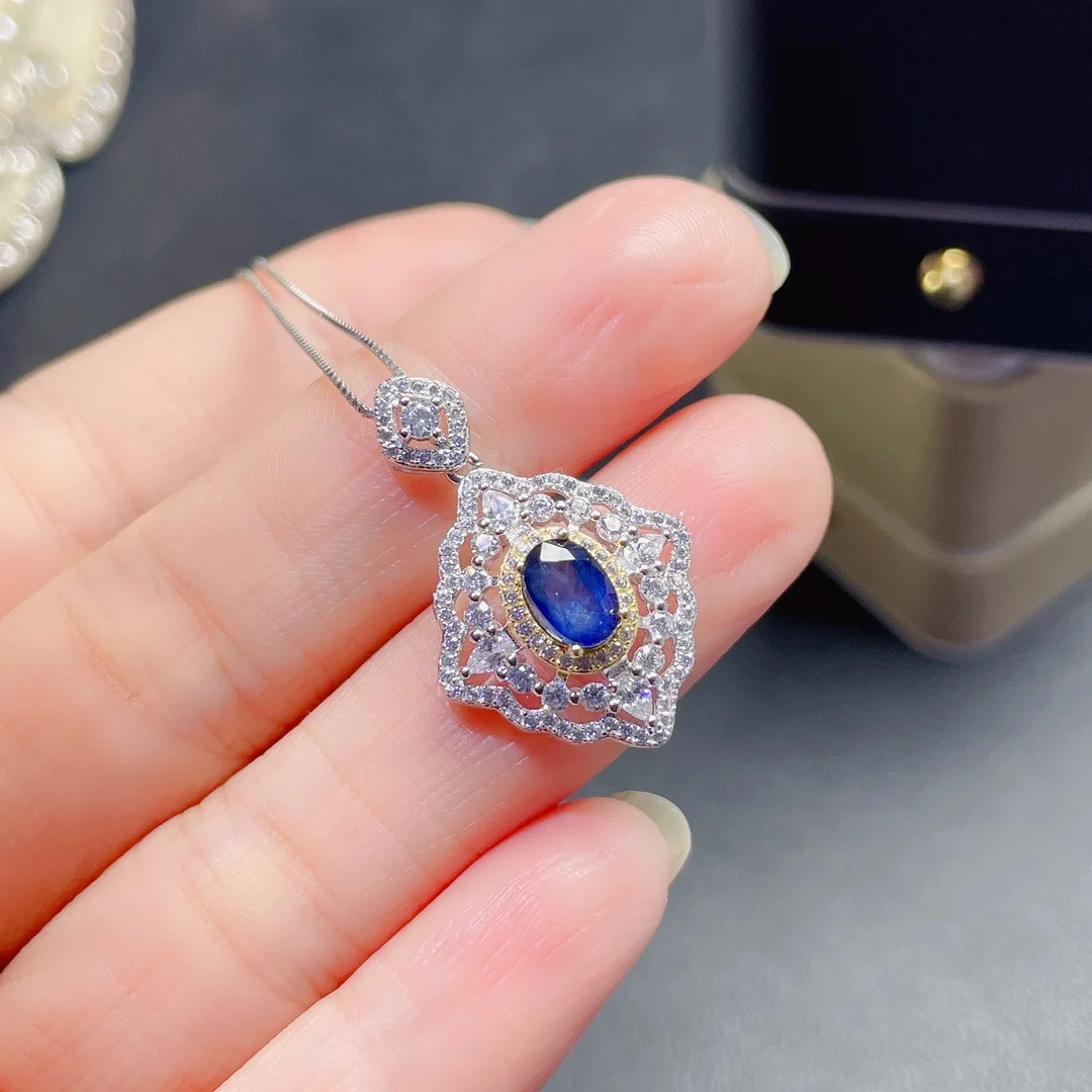 

Authentic Natural Sapphire Pendant in Sterling Silver Fine Fashion Jewelry luxury jewelry designers