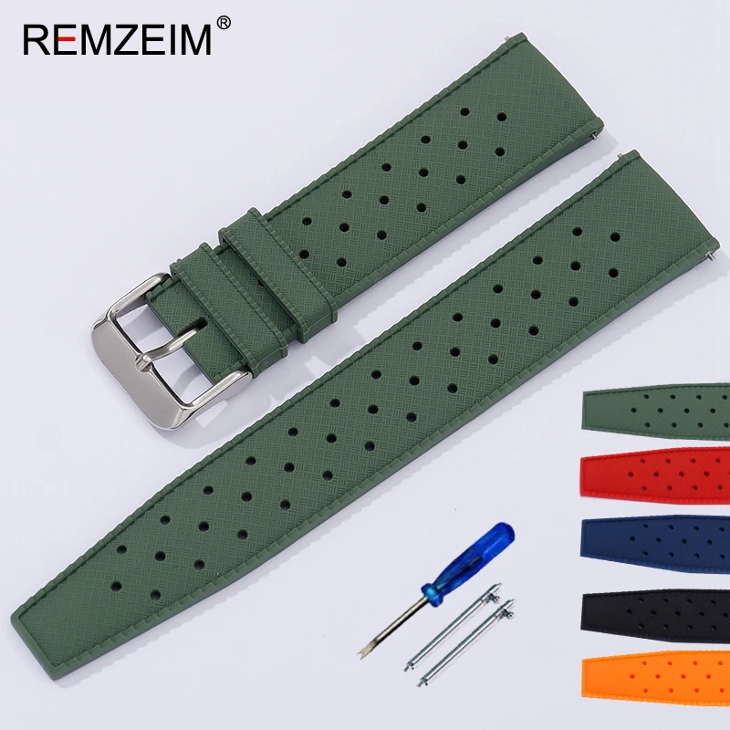 Silicone Sport Breathable Watchband 18mm 20mm 22mm Waterproof Replacement Bracelet Watch Accessories Quick Release Straps