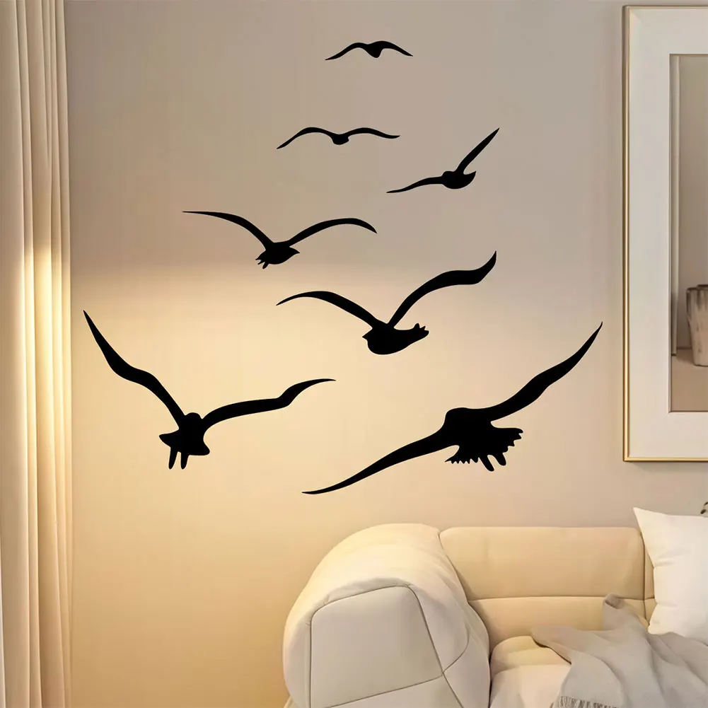 30cm x 45cm Stylish Black Seagull Wall Sticker PVC Material for Living Room Bedroom For DIY Home Interior Decoration