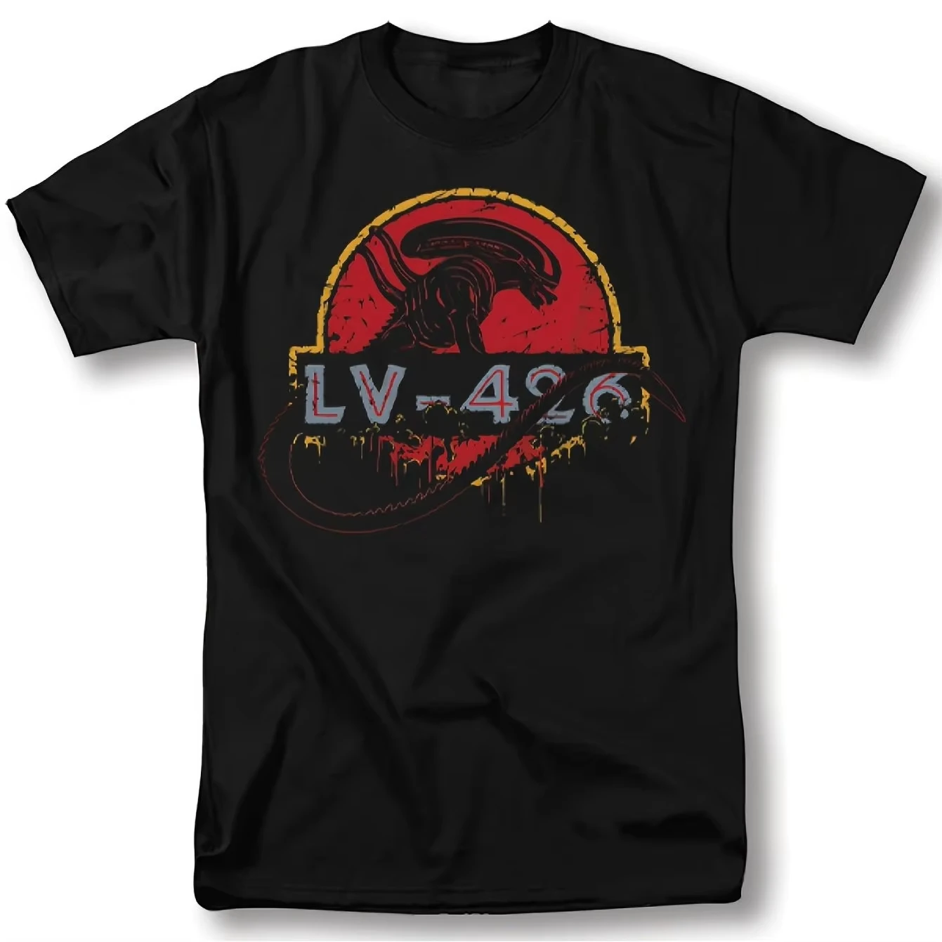 Men's Alien Movie Vintage Graphic T-Shirt Xenomorph Creature Poster Design Black Sci-Fi Tee for Alien Fans Casual Costume Events