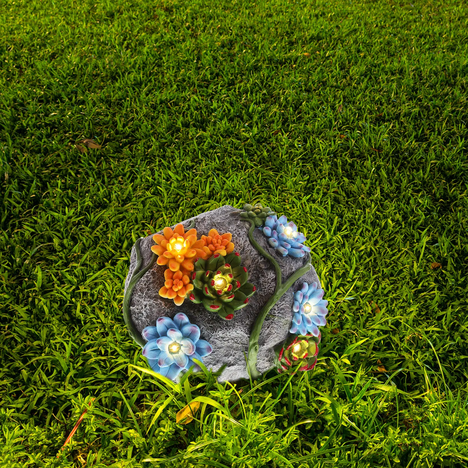 1pcs-solar-artificial-stone-lamp-with-realistic-flower-design-resin-outdoor-decorative-garden-yard-lawn-lamp-warm-dreamy