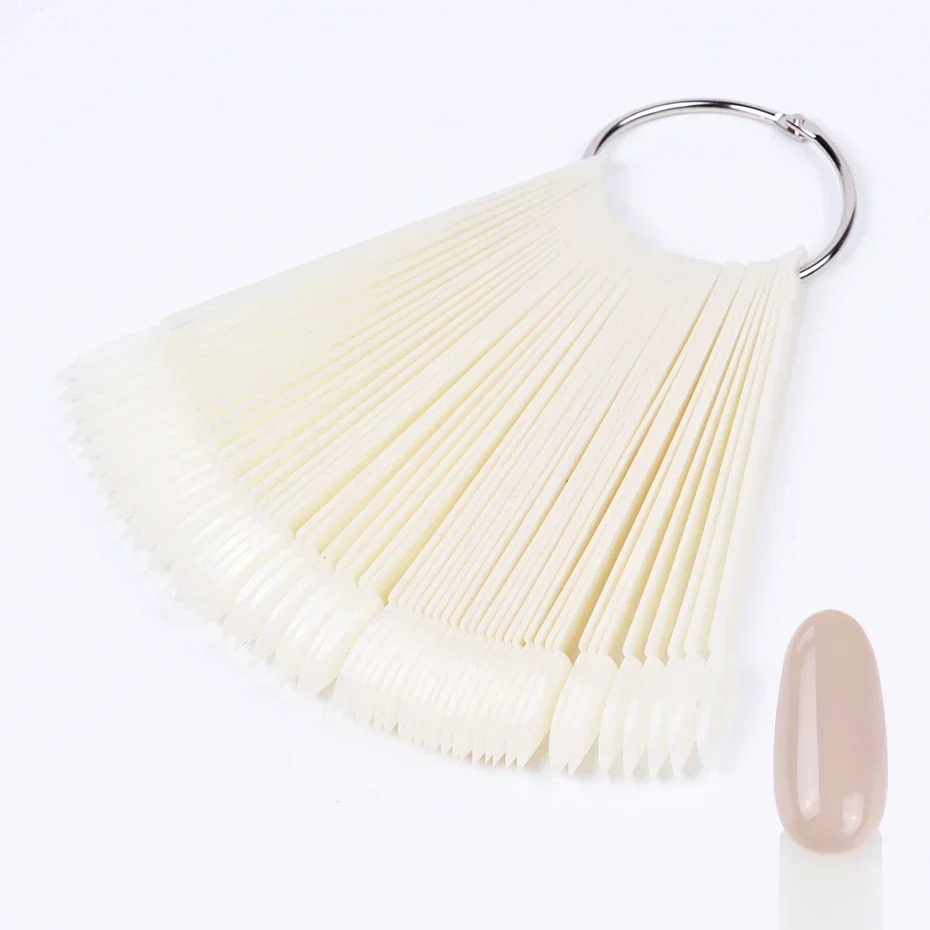 50 stks Valse Nagel Display Tips Helder Natuur Kleurenkaart Ovale Fan Stijl UV Gel Polish Swatch Toont Palet Praktijk Manicure Gereedschap
