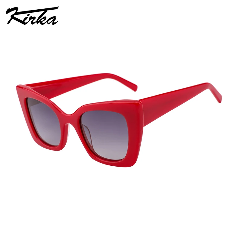 

Kirka Polarized Sunglasses Female Fashion Oversized Cat Eye Optical Famous Brand Thick Frames Wide Temple in 3 Colors WD5075
