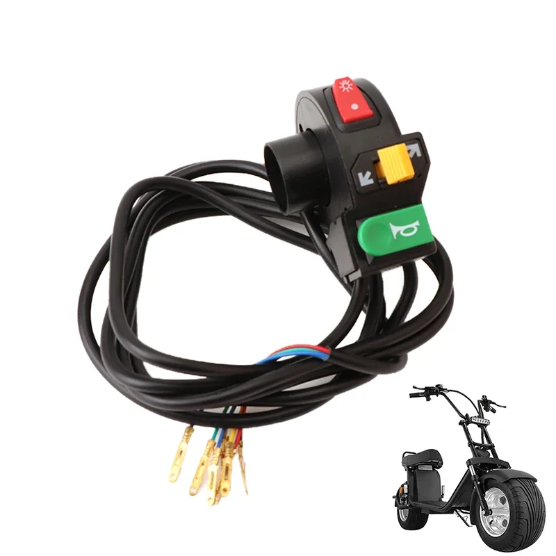 

3-in-1 Multi-function Handlebar Switch for Electric Scooter Motorcycle Turn Signal Horn Headlight Control Switch Accessories