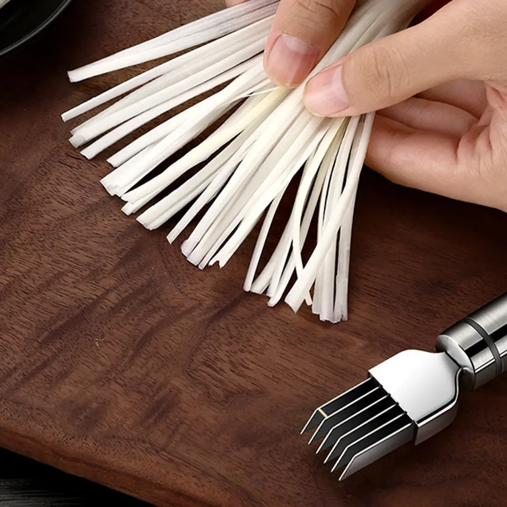 Cortador de cebolla de 1 pieza con mango antideslizante suave, cortador de verduras para cebolla, cebolleta, cebolla de Gales, esencial para la preparación de cocina.