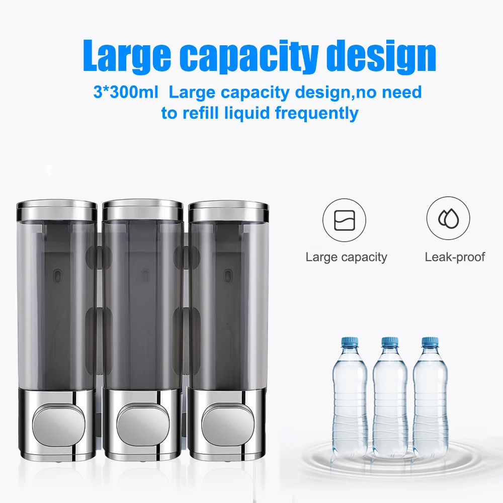 3 in1 soap dispenser with manual pressing three-head soap dispenser bathroom wall-mounted soap dispenser liquid box dispenser