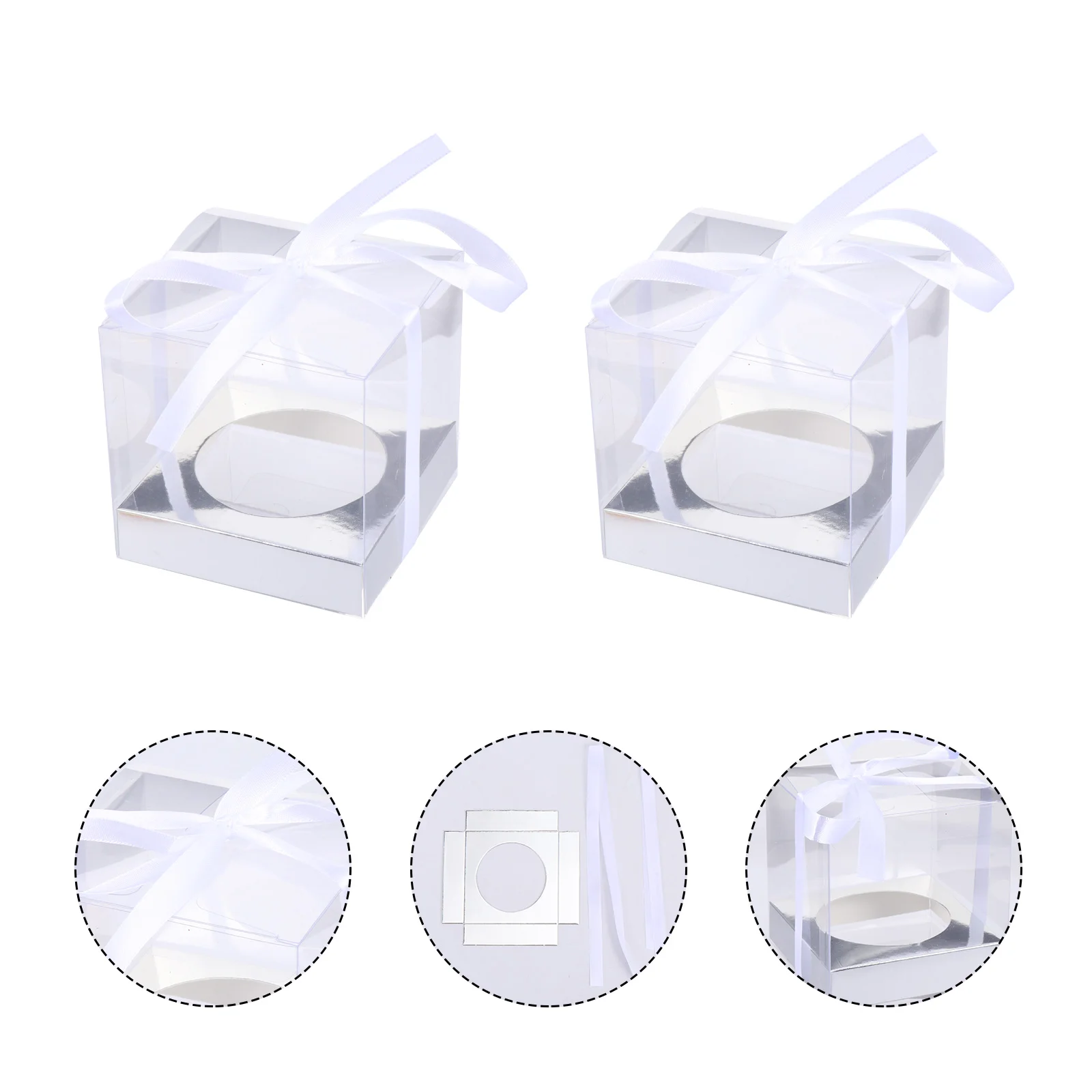 12 Pcs Cake Box Boxes with Window Bakery Packaging Baking Pans Lids Dessert for Festival Muffin Cupcake Crisper