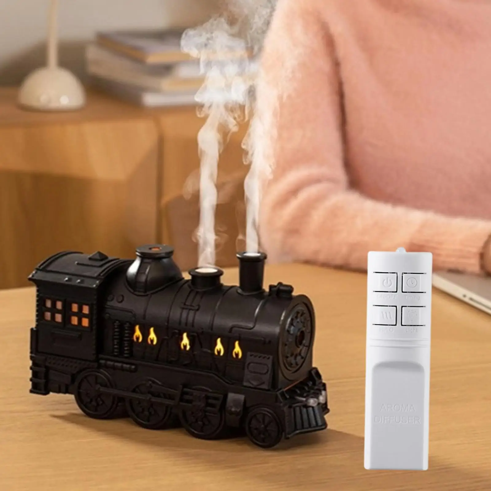 Diffuseur d'huiles essentielles pour salon, humidificateur, capacité de 300ml, train rétro