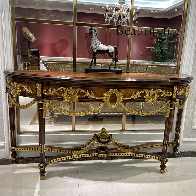 

European retro solid wood foyer entrance table high-end simple high-end decorative cabinet