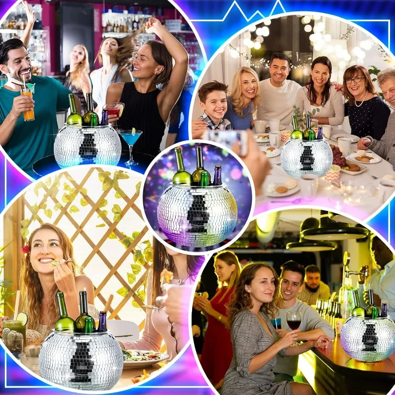 1 قطعة ديسكو الكرة دلو للثلج مرآة الفضة حفلة الشمبانيا دلو للثلج كبير الرجعية التبريد شرب دلو إمدادات الحفلات عربة بار ديكور #4