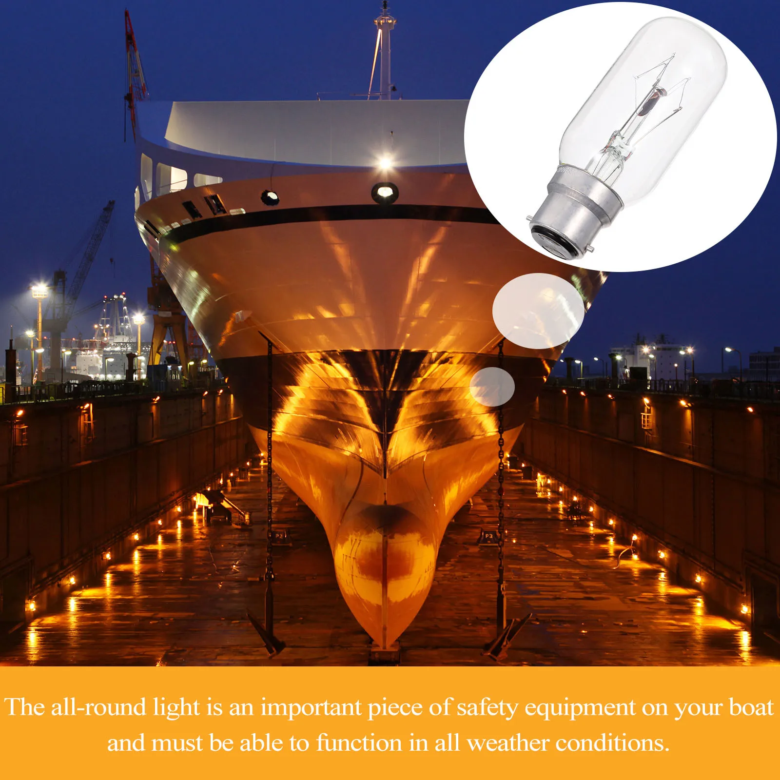 1 قطعة لمبة ضوء الملاحة الزجاج الشفاف جولة 360 درجة مصباح لسلامة الملاحة البحرية قارب يخت