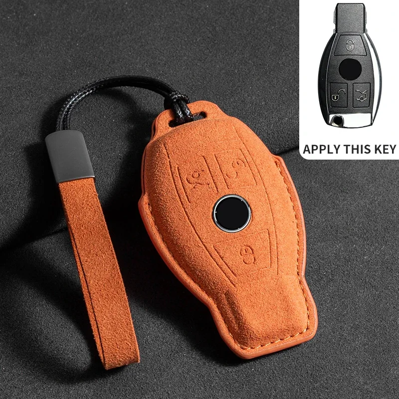 Wildleder Leder Auto Schlüssel etui für Mercedes Benz E Klasse W213 W205 E200 E260 E300 E320 Amg Cla 2018 2019 2020 Remote Fob Shell Fall