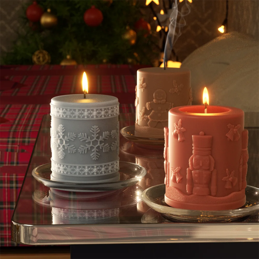 

Christmas Reverie Pillar Candle Silicone Mold Scented Candle Making Mould Christmas Home Decor