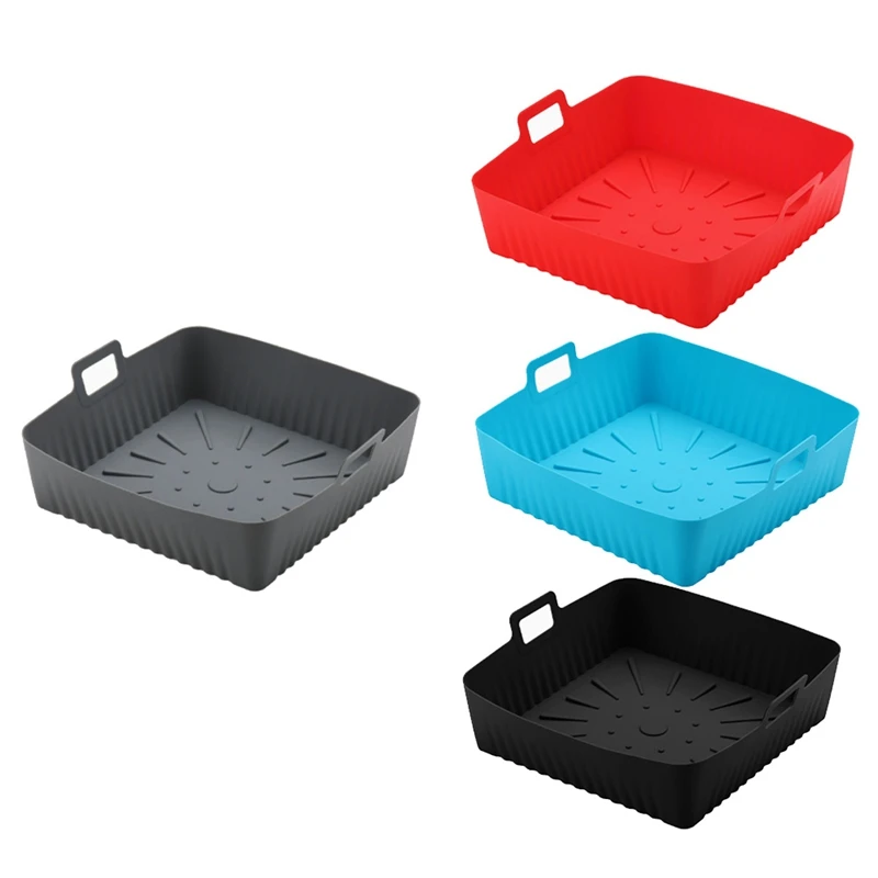 

ABUG-23Cm/9In Square Large Silicone Air Fryer Liners Mold For Ninja Air Fryer 6-8QT Reusable Airfryer Oven Baking Tray Pot