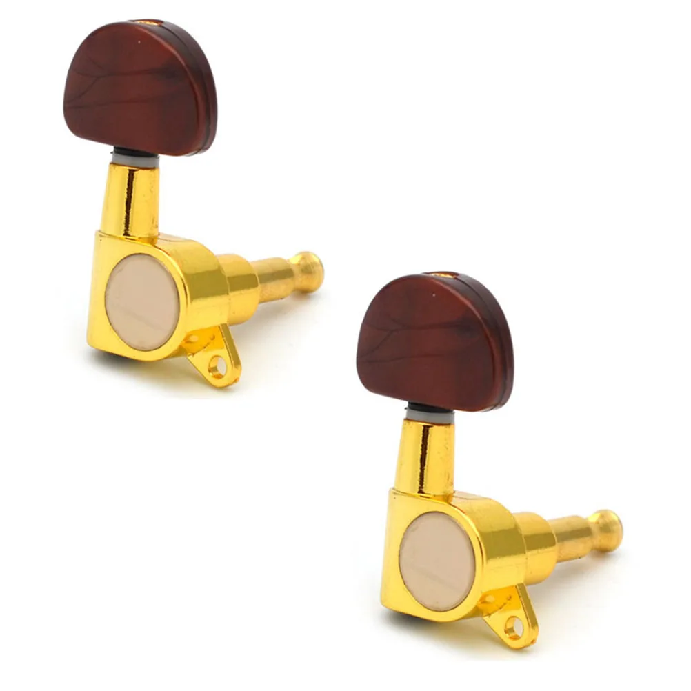 

6PCS Replacement Oval Guitar Machine Heads Tuning Pegs for Electric Guitar Wooden Guitar - Right (Golden)