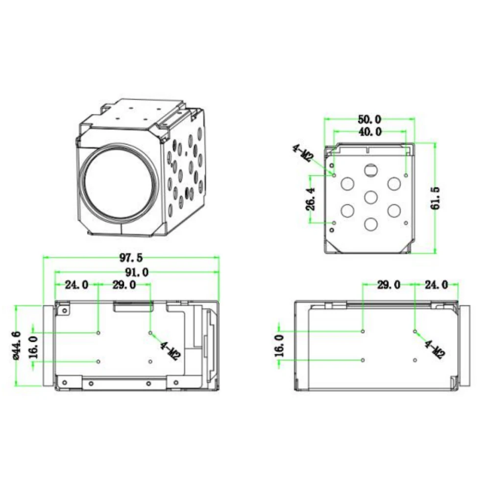 Long Range 2km Detect UV-ZN2133 2mp 33x Optical Zoom 5.5~180mm Network Cvbs Output Camera Module