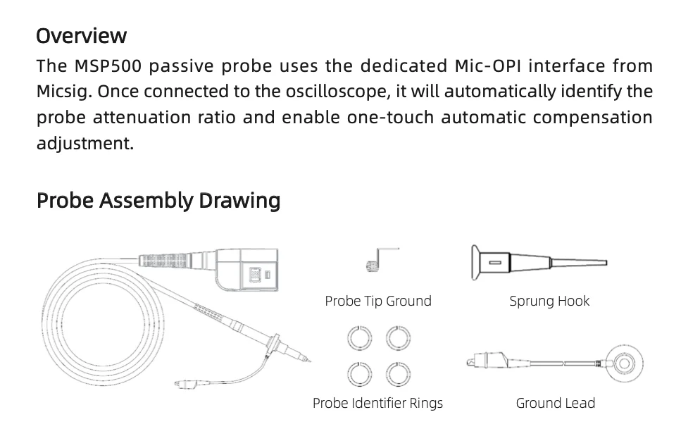 Micsig MSP500 Passive Probe oscilloscope probe Can be used with MDO Series oscilloscopes