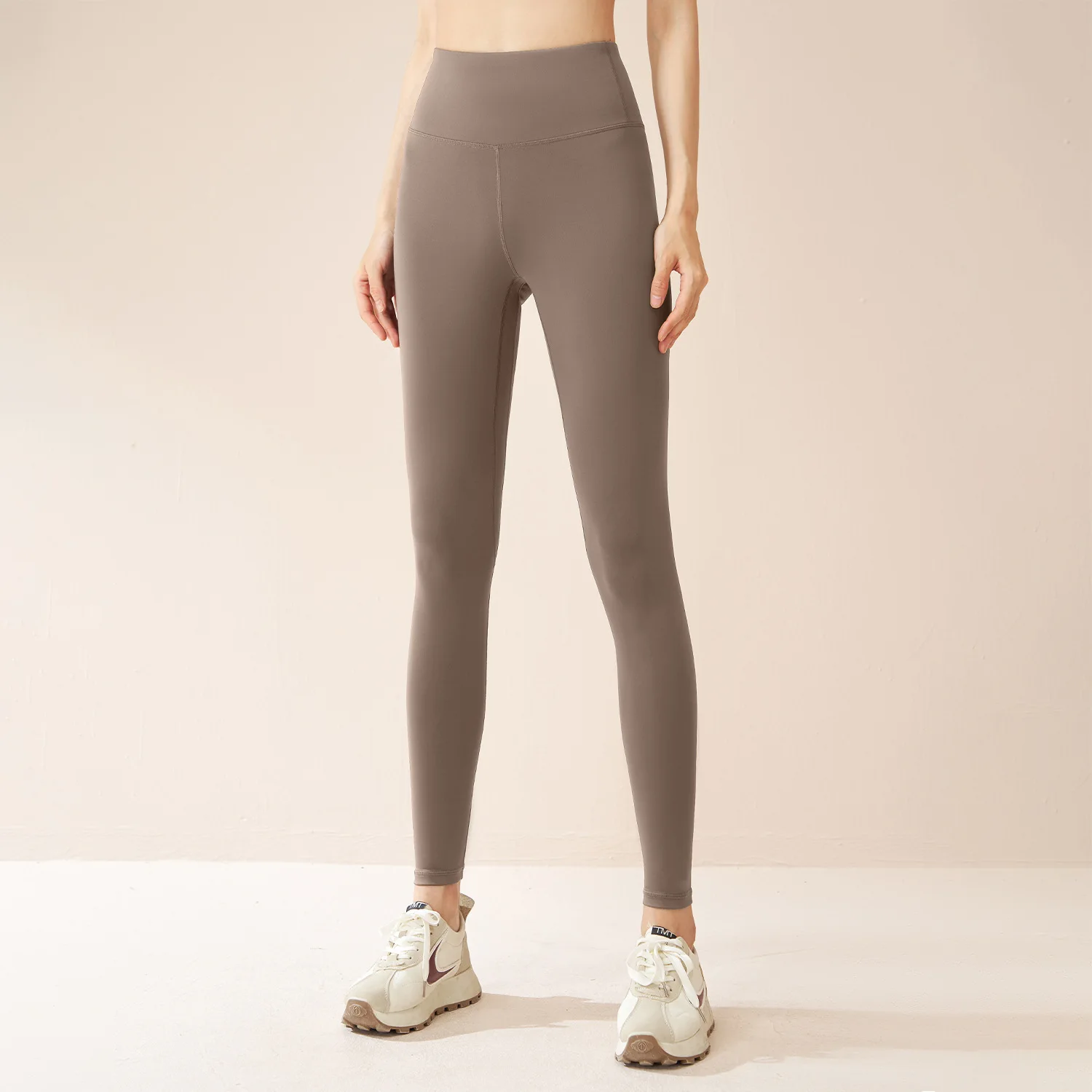 Peach-Pantalones elásticos de cintura alta para mujer, pantalones de yoga ajustados para correr, fitness, ropa al aire libre, levantamiento de cadera, desnudo