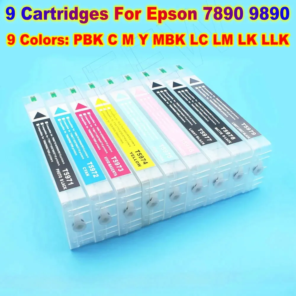 

7890 9890 7900 700ml Printer Refillable Ink Cartridges For Epson Stylus Pro 9900 7908 9908 7910 9700 7700 Ink Cartridges Chips