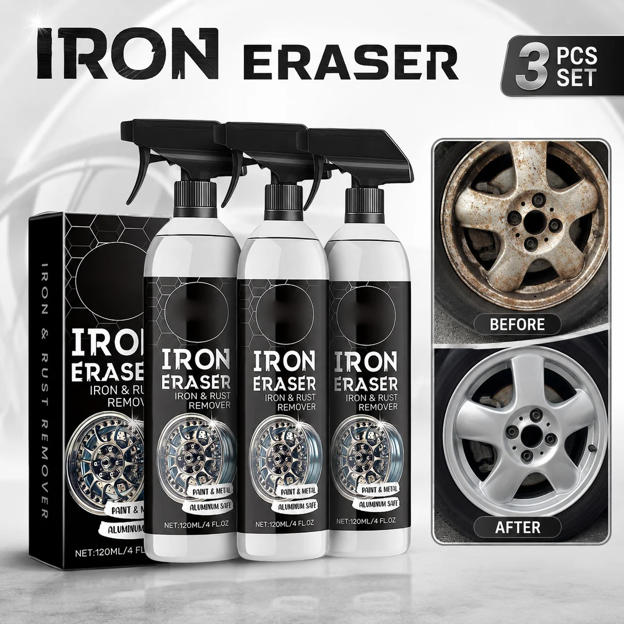 Car Rust Remover Cleaner Wheel Tire Cleaning Spray Iron Powder Brake Dust Stain Remover Auto Detailing Care