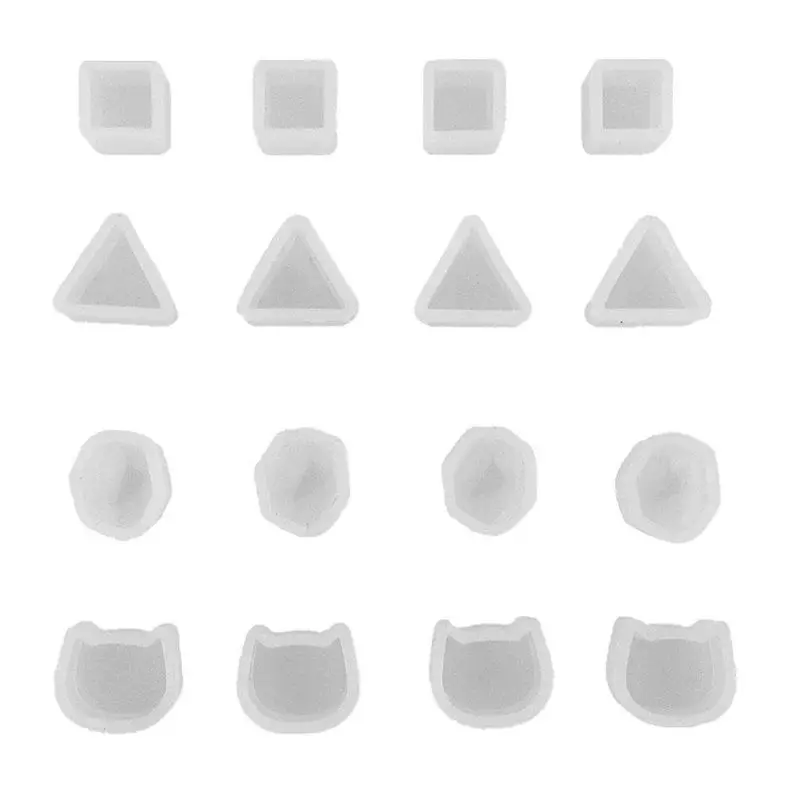 16Pcs Tiny Silicone Round for Cat Sqaure Molds Jewelry Earring Necklace Pendant Mold Resin Casting Jewelry Making Tools