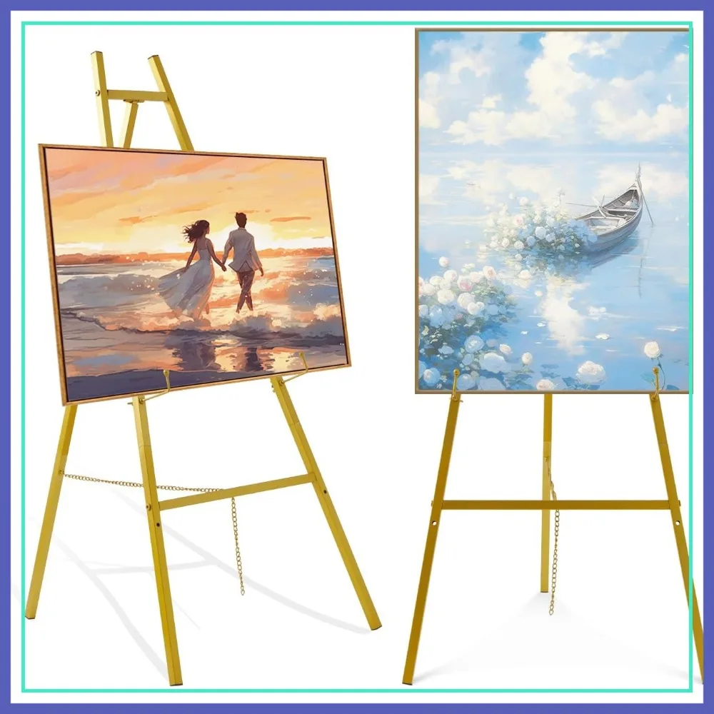 

57" Heavy Duty Metal Floor Easel, 4-Tier Adjustable Display for Wedding Signs, Posters, Pictures & Event Decor
