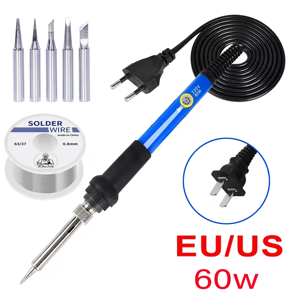 Adjustable Temperature Electric Soldering Iron Kit 220V 110V 60W Welding Solder Rework Station Heat Pencil Tips Repair Tool