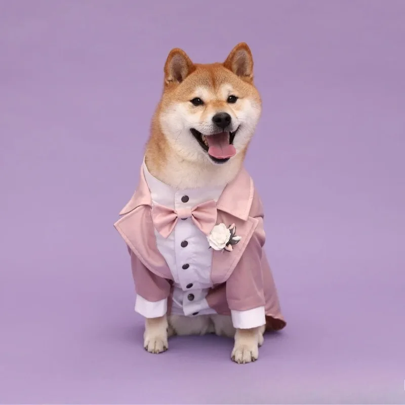 

Hot-selling Four-season Pink Pet Suits, Mid-sized Dog Fashion Clothes, Wedding Gowns, Tuxedos, and Large Dog Clothing