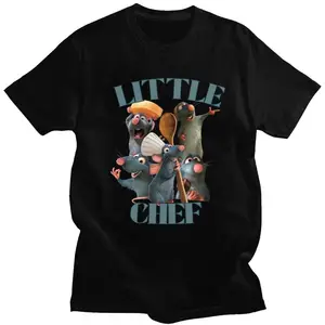 Ratatouille Little Chef Kurzarm Baumwollt -Shirt, Remy Collage t -Shirts, süßes Freizeit -T -Shirt, Plus Size -Kleidung 10 Hauptverkaufshemd - №4
