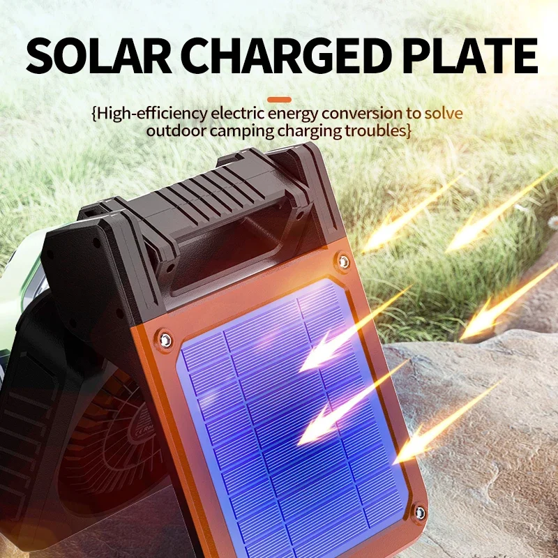 Outdoor Solar Fan Light 8 Hours Battery Foldable Tent Lantern Portable Multifunctional Camping Light Cross Border New